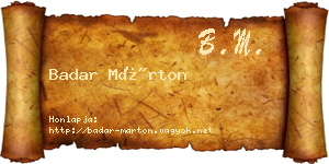 Badar Márton névjegykártya