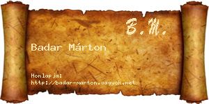 Badar Márton névjegykártya